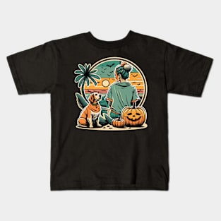 Halloween retro mom dog Kids T-Shirt